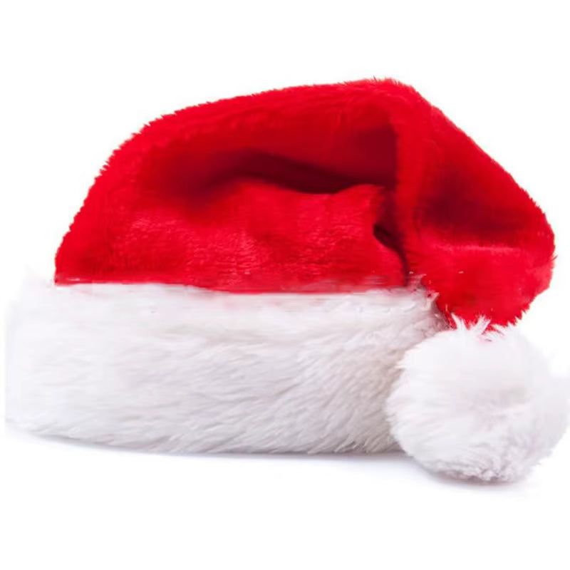 Top Grade Plush Christmas Hat for Adults Big Ball Plush Christmas Hat Red Santa Claus Hat for Men and Women