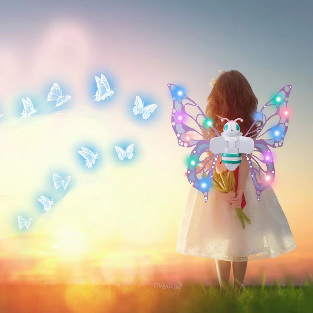 Electric Butterfly Wings Moving Elf Wing with Light Fairy Wings for Kids Birthday Christmas Cosplay Dress up Angel Girls Toy