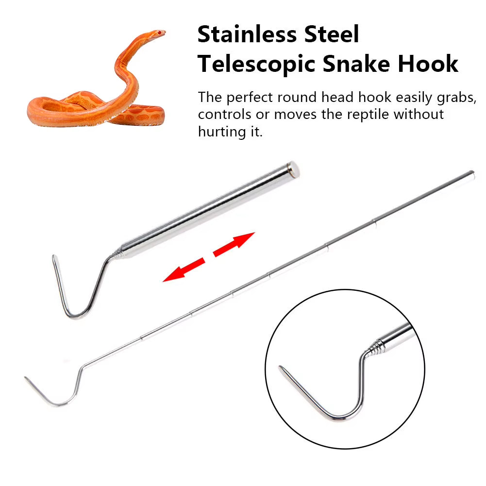 Retractable Snake Hook Professional Snake Catching Tool Reptiles Stainless Steel Hook Accessories Suitable for Small Snakes #W0